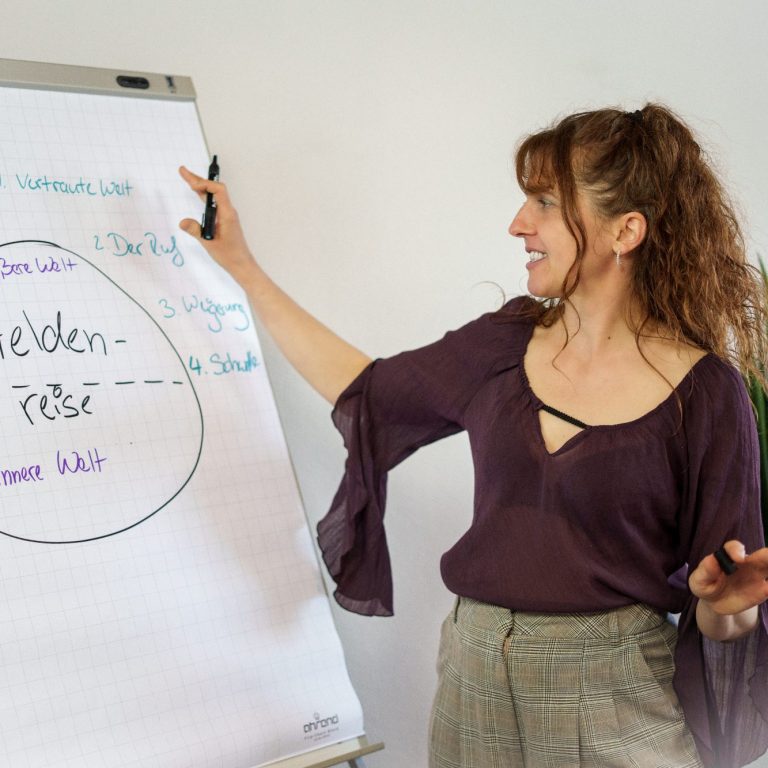 Seminarleiterin vor Flipchart